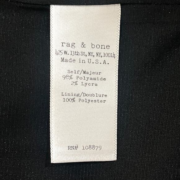 Rag & Bone Ribbed Stretch Black Bodycon Long Sleeve Dress Size 2 - Picture 8 of 9